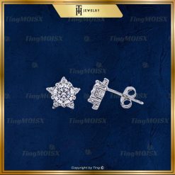 Khuyên tai Bạc S925 Ngôi Sao Đính Mois Hạt Chủ 0.5 Carat Unisex Cá Tính BTM012