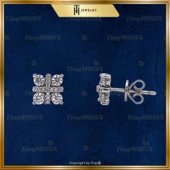 Khuyên tai Bạc S925 Flower Cross Đính Full Mois Round Thanh Lịch BTM08