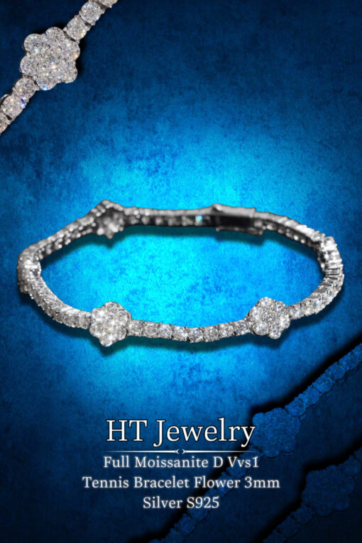 Vòng tay Tennis Hoa đính Full Moissanite Bạc S925 STYLE 2024